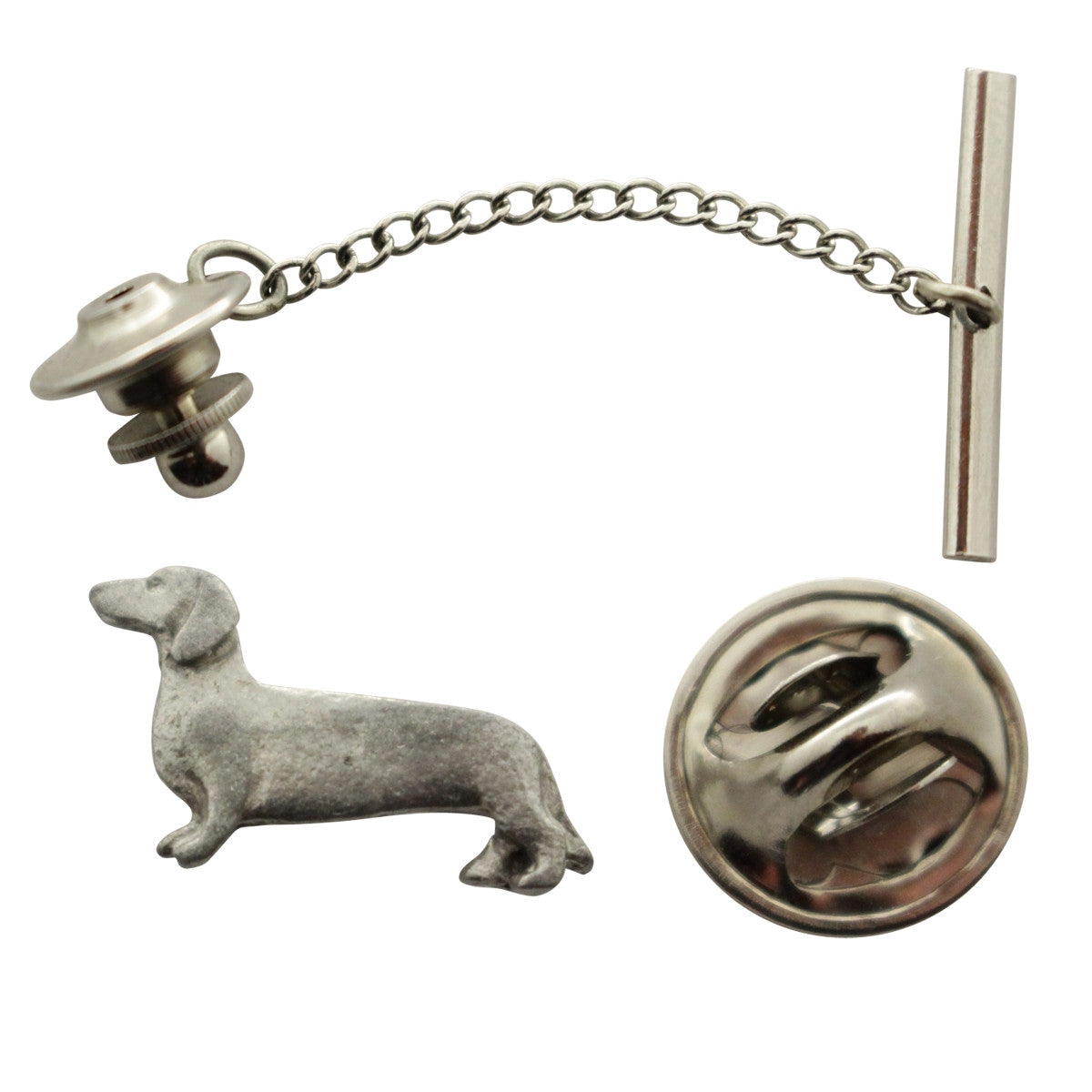 Dachshund Tie Tack ~ Antiqued Pewter ~ Tie Tack or Pin ~ Antiqued Pewter Tie Tack or Pin ~ Sarah's Treats & Treasures
